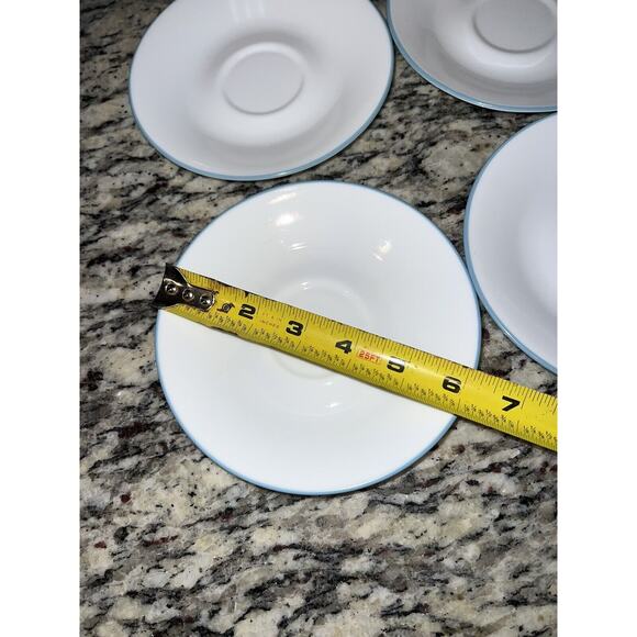 Corelle Outer Banks Saucers Light Blue Edge Set of 4 Vintage Light House - Picture 2 of 6